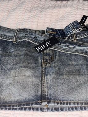 AFRM The Chippy Belted Mini Skirt in Dusty Wash